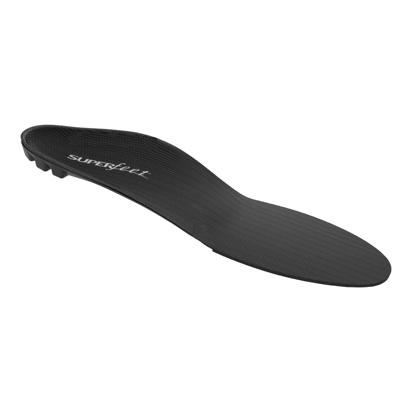 Superfeet Black insoles showing the product and its features