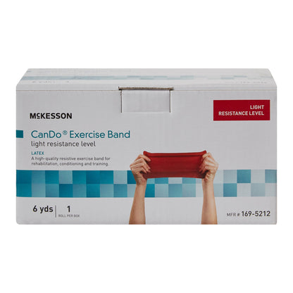 Box of Mckesson CanDo exercise band with a red band on a white background