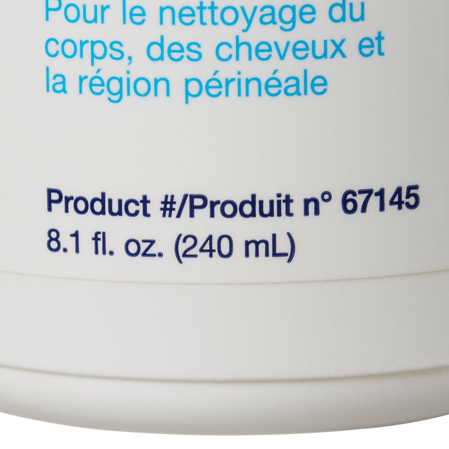 Product label with text in French and product details on a white background