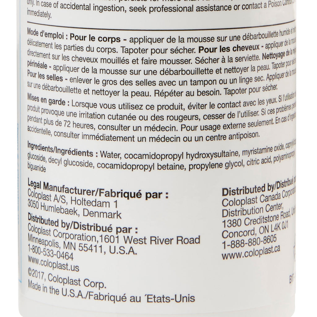 Product label with text and contact information on a white background