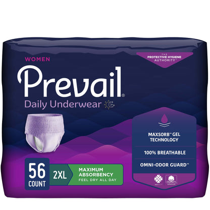 Package of Prevail women's daily underwear on a white background