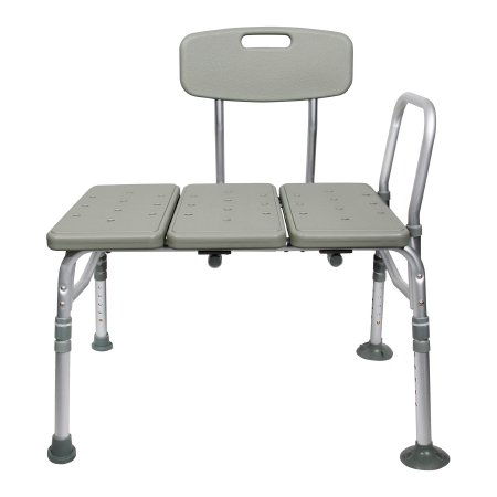 Gray adjustable bath seat with backrest on a white background