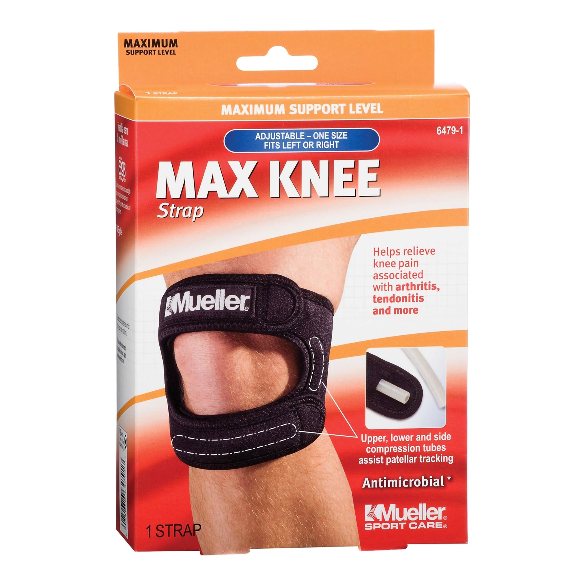 Max Knee Strap packaging with Mueller branding on a white background