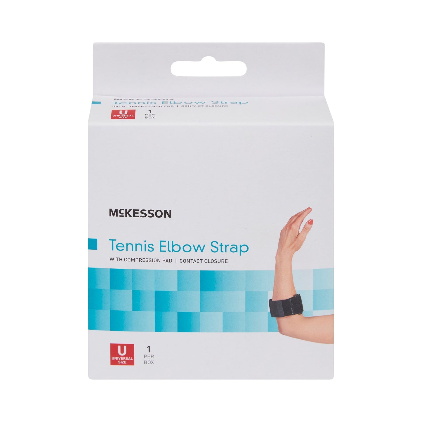 Elbow Support Strap McKesson One Size Fits Most Hook and Loop with D Ring Tennis / Golf    Left or Right Elbow Up to 18 Inch Circum Blk (155-BH-194)
