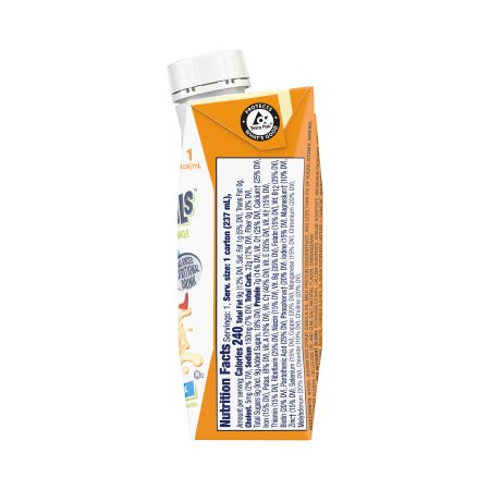 Orange and white packaging with nutritional information on a white background