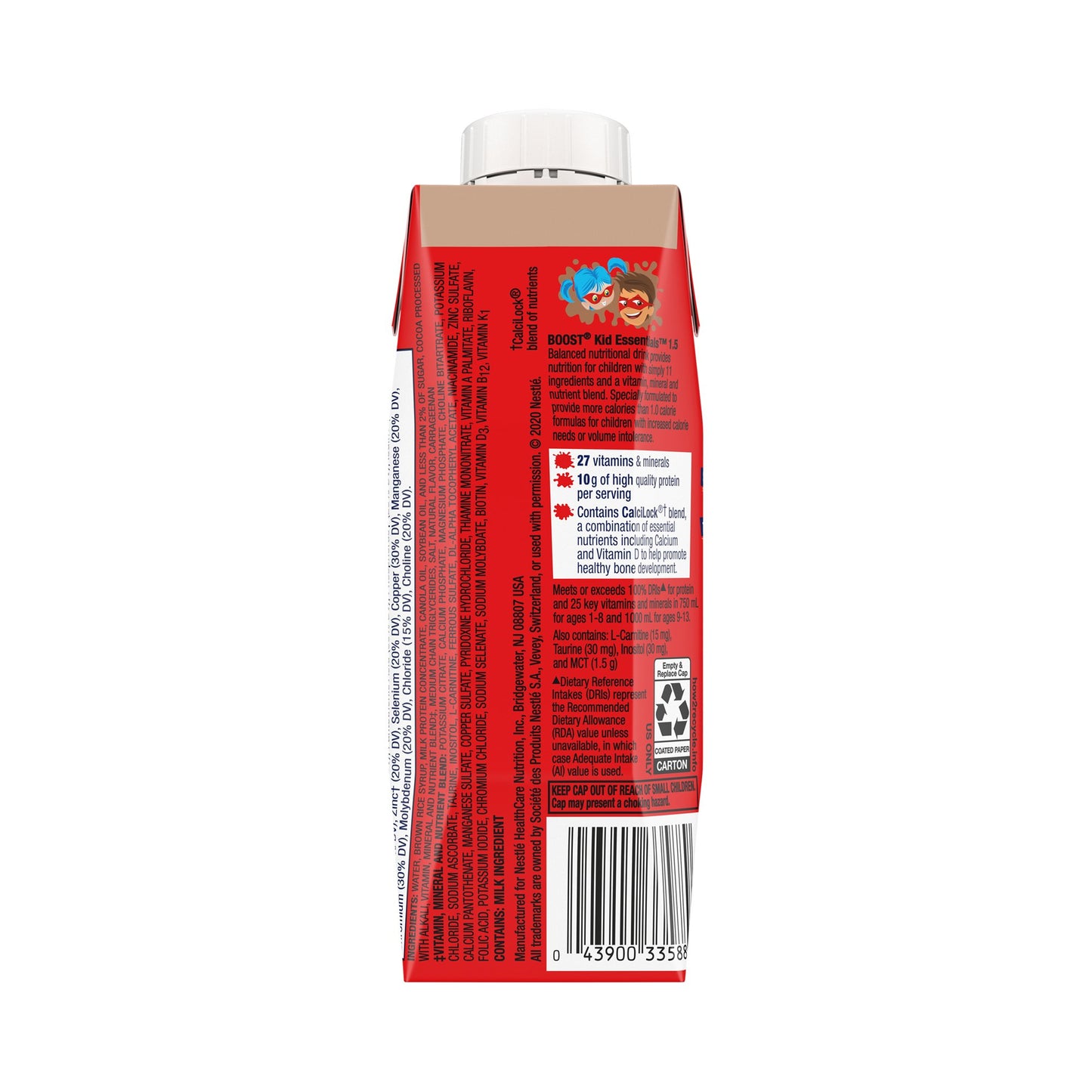 Red box with white cap on a white background