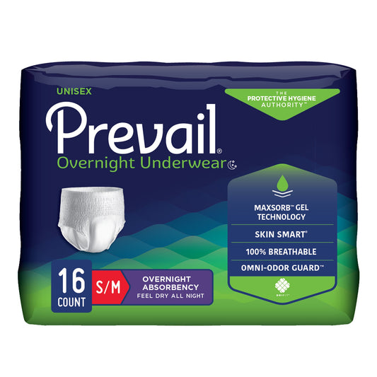 Package of Prevail Overnight Underwear on a white background