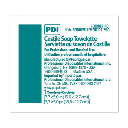 PDI Castile Soap Towelette label on a white background