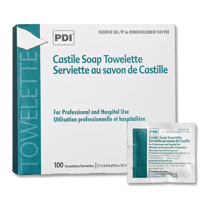 PDI Castile Soap Towelette packaging on a white background