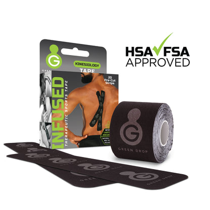 Kinesiology Tape Green Drop™ Black 2 X 10 Inch Nylon / Polyester / Spandex NonSterile