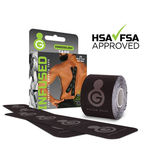 Kinesiology Tape Green Drop™ Black 2 X 10 Inch Nylon / Polyester / Spandex NonSterile