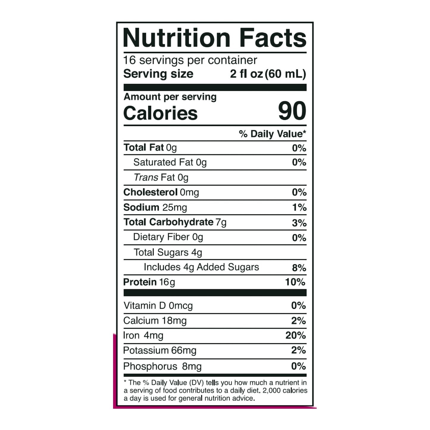 Nutrition facts label for a product with detailed calorie and ingredient information.