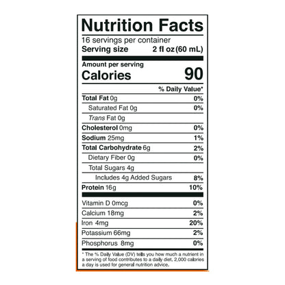 Nutrition facts label for a product with detailed calorie and ingredient information.