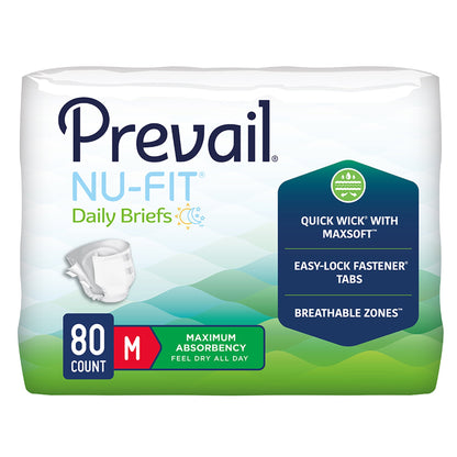 Prevail Nu-FIT Maximum Absorbency Incontinence Briefs- Heavy Absorbency (NU-012, NU-013, NU-014)