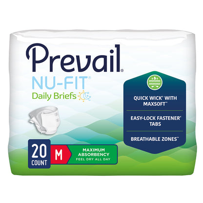 Prevail Nu-FIT Maximum Absorbency Incontinence Briefs- Heavy Absorbency (NU-012, NU-013, NU-014)