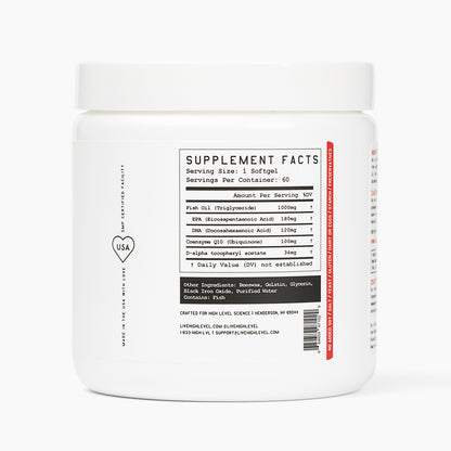 Supplement container with a detailed supplement facts label on a white background