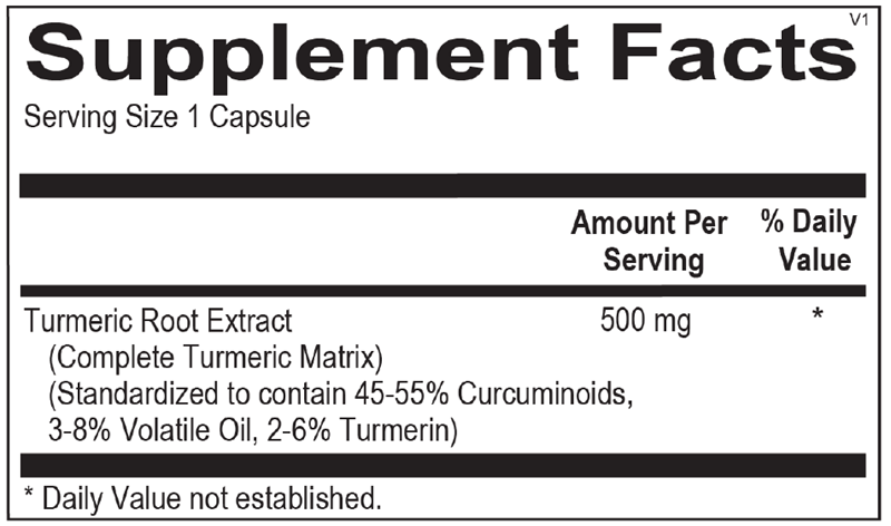 Supplement facts label for Orthomolecular Products Turiva.