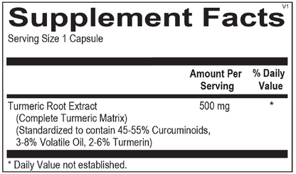 Supplement facts label for Orthomolecular Products Turiva.