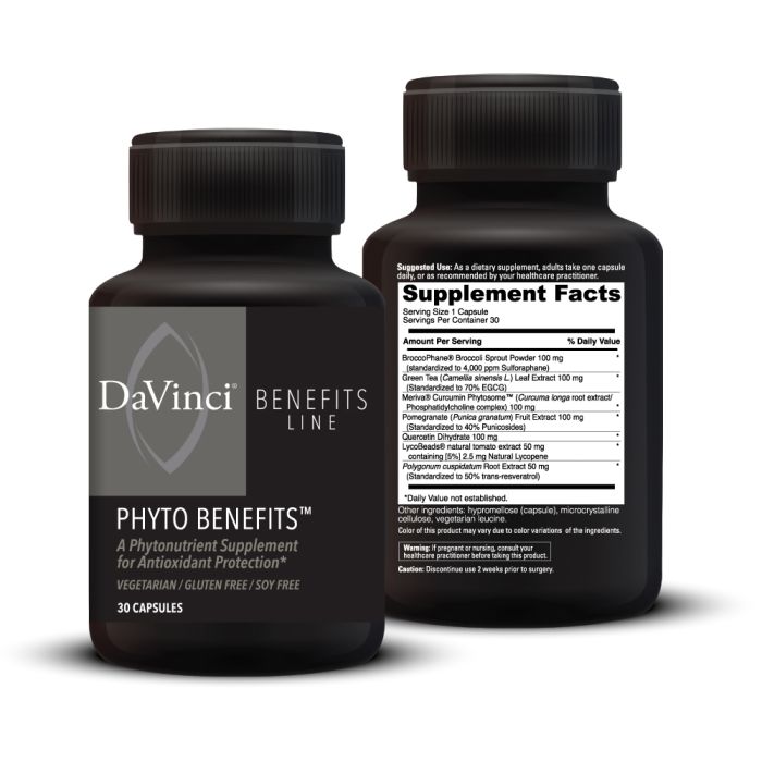 Two black supplement bottles with 'DaVinci' branding on a white background