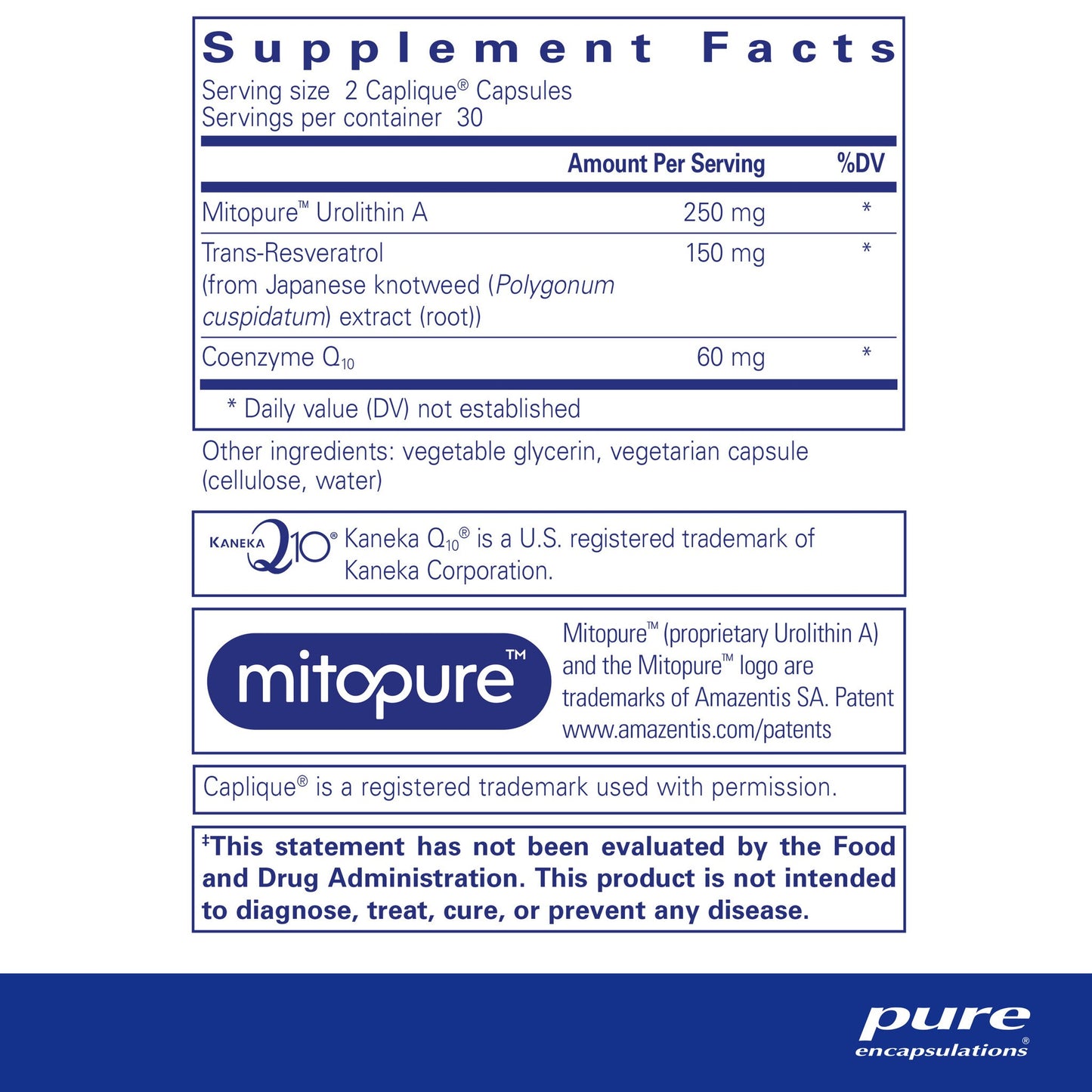 Supplement facts and ingredient information for a bottle of Pure Encapsulations RENUAL dietary supplement