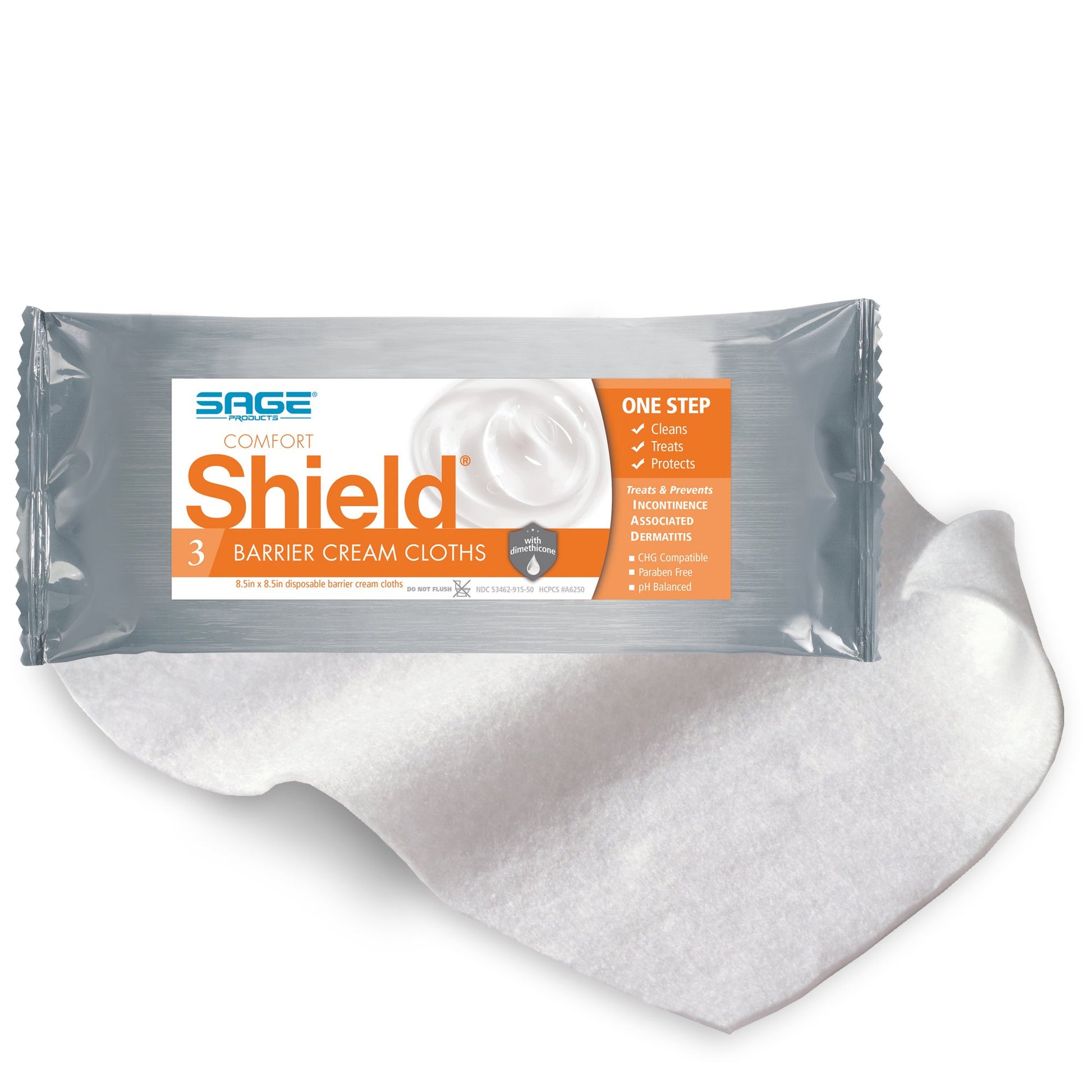 Pack of Sage Shield barrier cream cloths on a white background