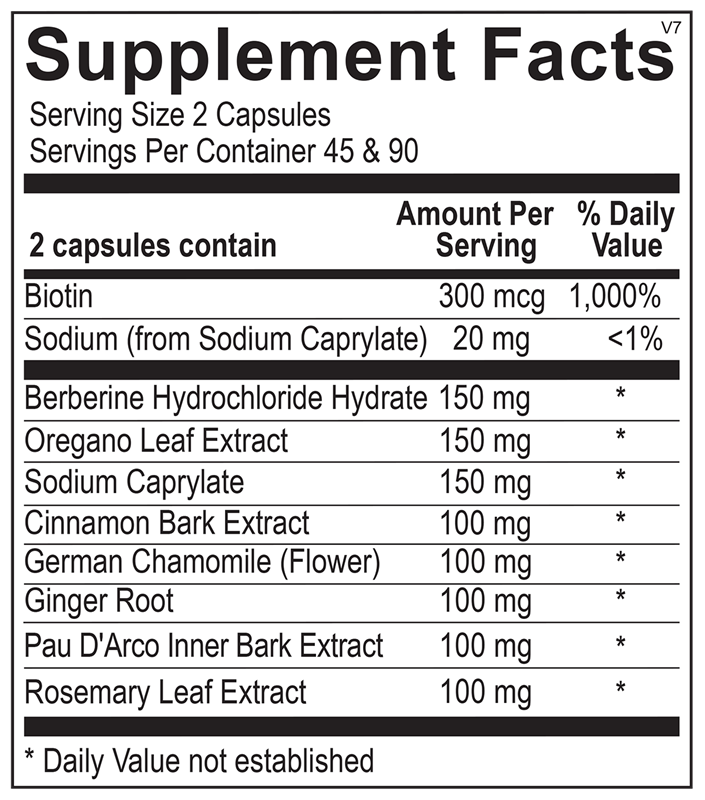 A picture of the supplement facts label.