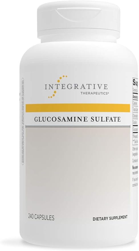 A bottle of Integrative Therapeutics Glucosamine Sulfate dietary supplement with 300 capsules.