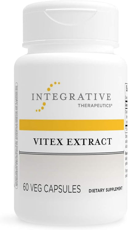 A bottle of Integrative Therapeutics Vitex Extract dietary supplement with 60 veg capsules.
