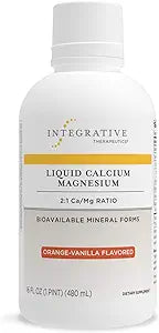 Bottle of Integrative Therapeutics Liquid Calcium Magnesium with orange-vanilla flavor