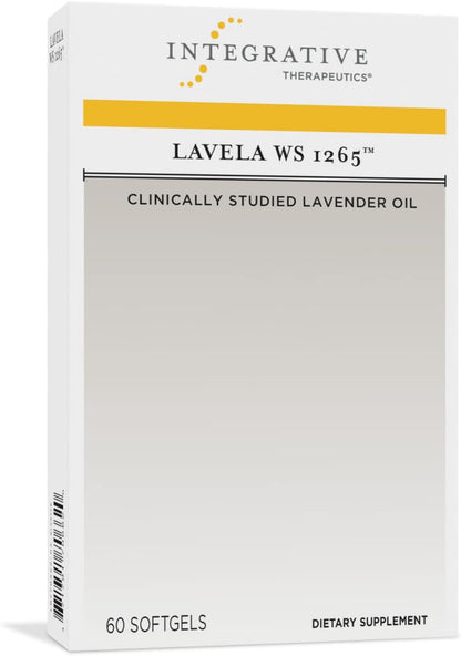 A box of Integrative Therapeutics Lavela WS 1265 softgels, which is a dietary supplement containing clinically studied lavender oil.