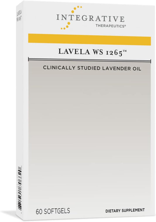 A box of Integrative Therapeutics Lavela WS 1265 softgels, which is a dietary supplement containing clinically studied lavender oil.
