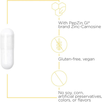 A white capsule that is free of gluten, soy, corn, artificial preservatives, colors, and flavors and it is vegan.  