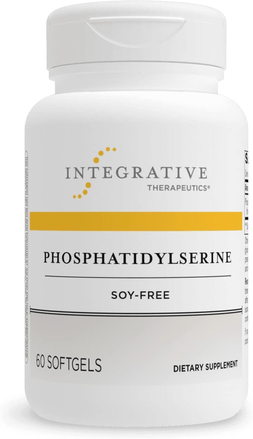 A bottle of Integrative Therapeutics Phosphatidylserine softgels, soy-free, with 50 count.