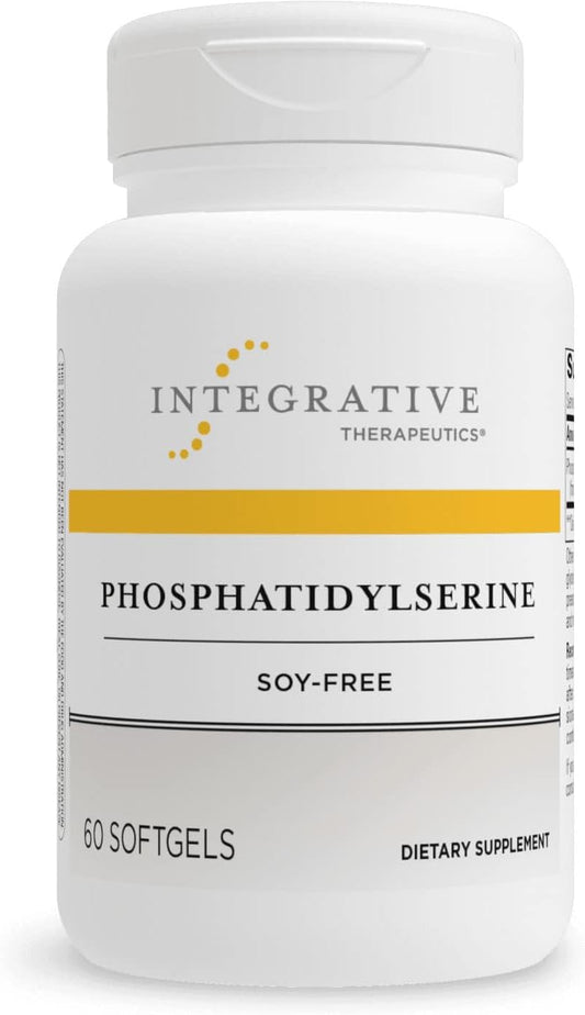 A bottle of Integrative Therapeutics Phosphatidylserine softgels, soy-free, with 50 count.