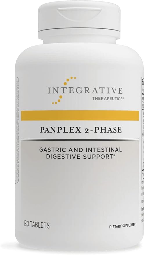 A bottle of Integrative Therapeutics Panplex 2-Phase, which is a gastric and intestinal digestive support supplement.