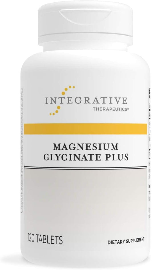 A bottle of Integrative Therapeutics Magnesium Glycinate Plus supplements with 120 tablets.