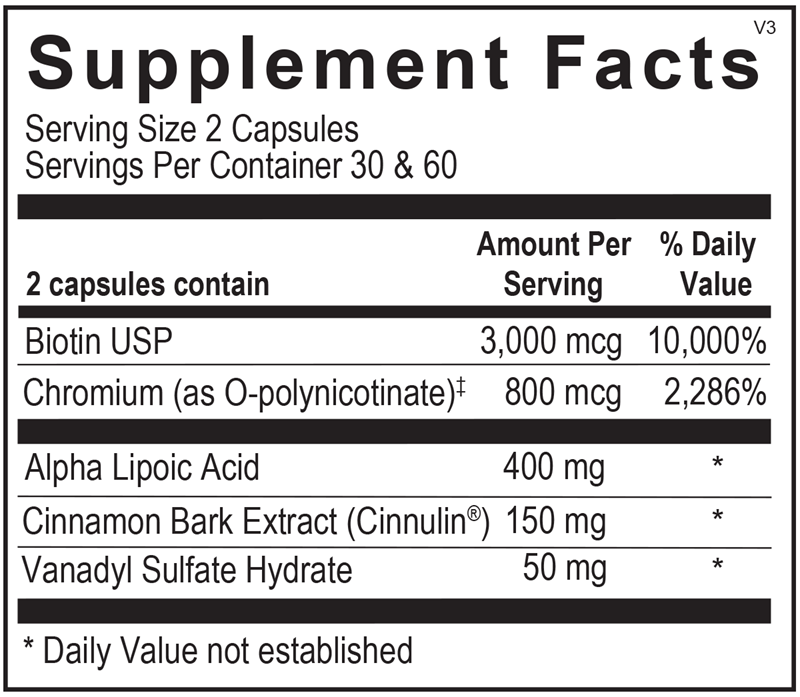 A picture of the supplement facts label. 