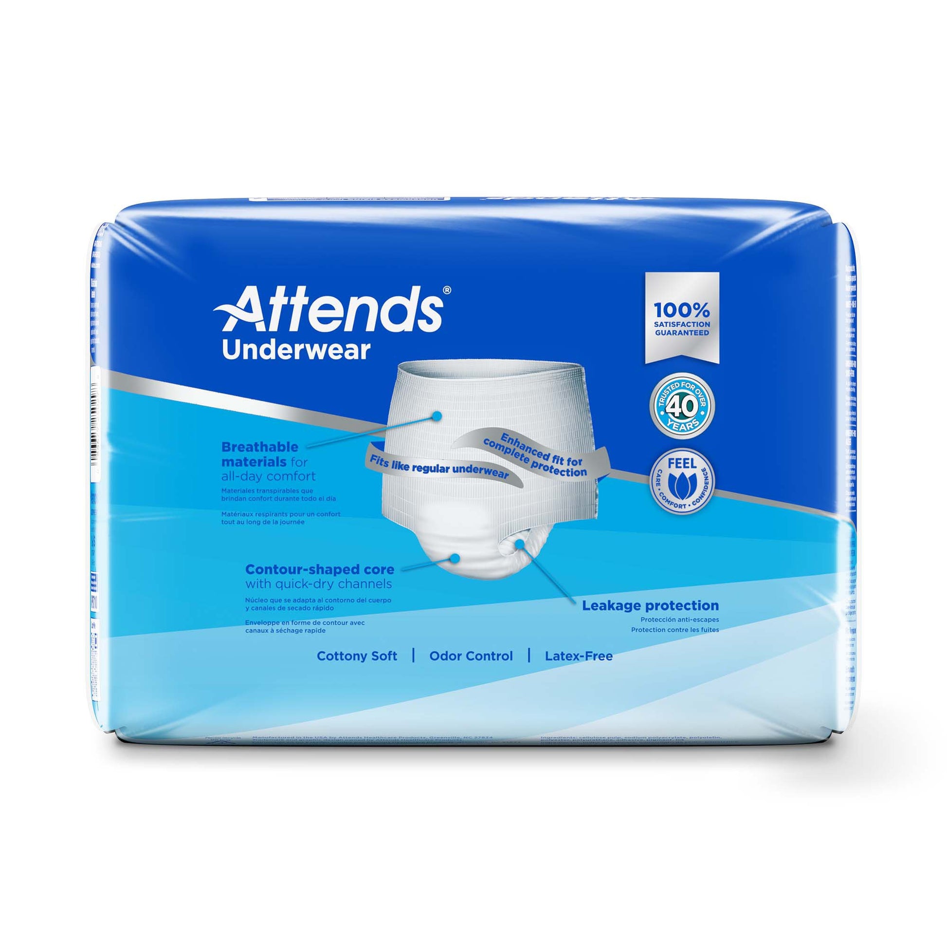 Package of Attends Underwear on a white background
