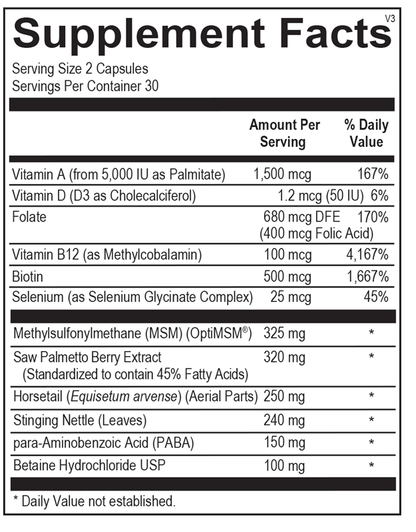 A picture of the supplement facts label.