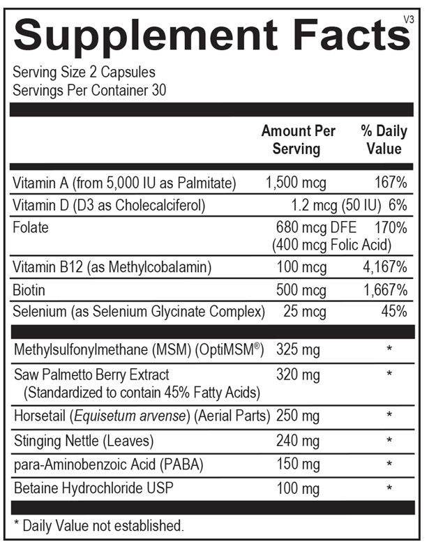 A picture of the supplement facts label.