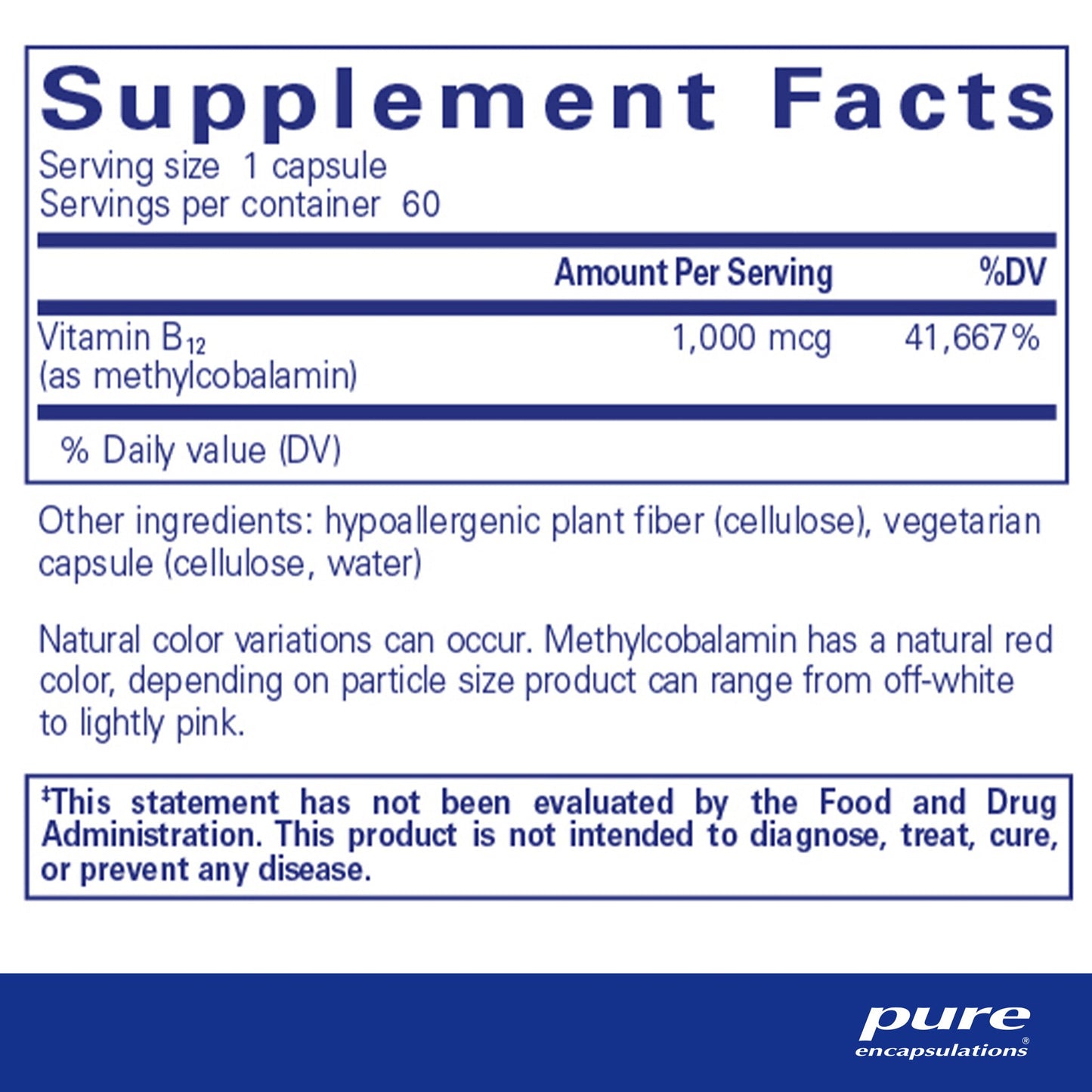 Pure Encapsulations Methylcobalamin 1,000 mcg