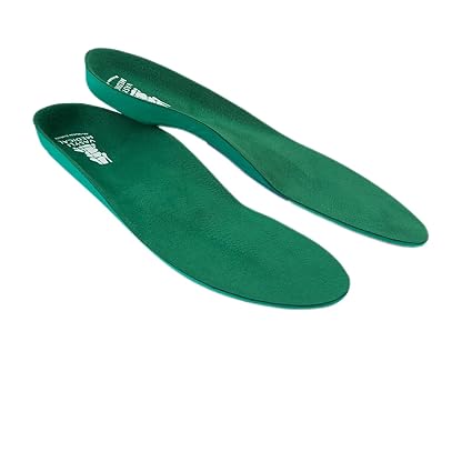 Green shoe insoles on a white background