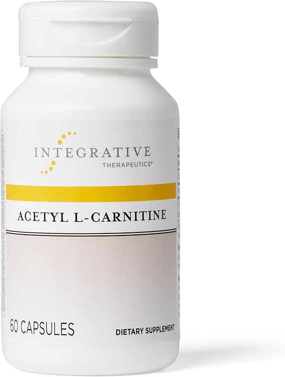A bottle of Integrative Therapeutics Acetyl L-Carnitine dietary supplement with 60 capsules.
