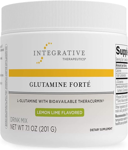 A container of Integrative Therapeutics Glutamine Forté, lemon lime flavored, with a net weight of 7.1 oz (201 g).
