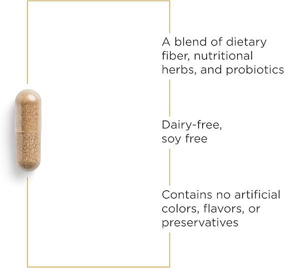 A brown capsule.  Dairy and soy free.  No artificail, colors, flavors and preservatives.