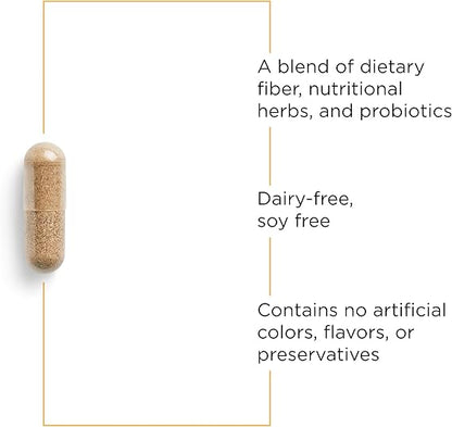 A brown capsule.  Dairy and soy free.  No artificail, colors, flavors and preservatives.