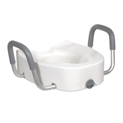Elongated Raised Toilet Seat with Arms drive™ 4-1/2 Inch Height White 300 lbs. Weight Capacity (12013)