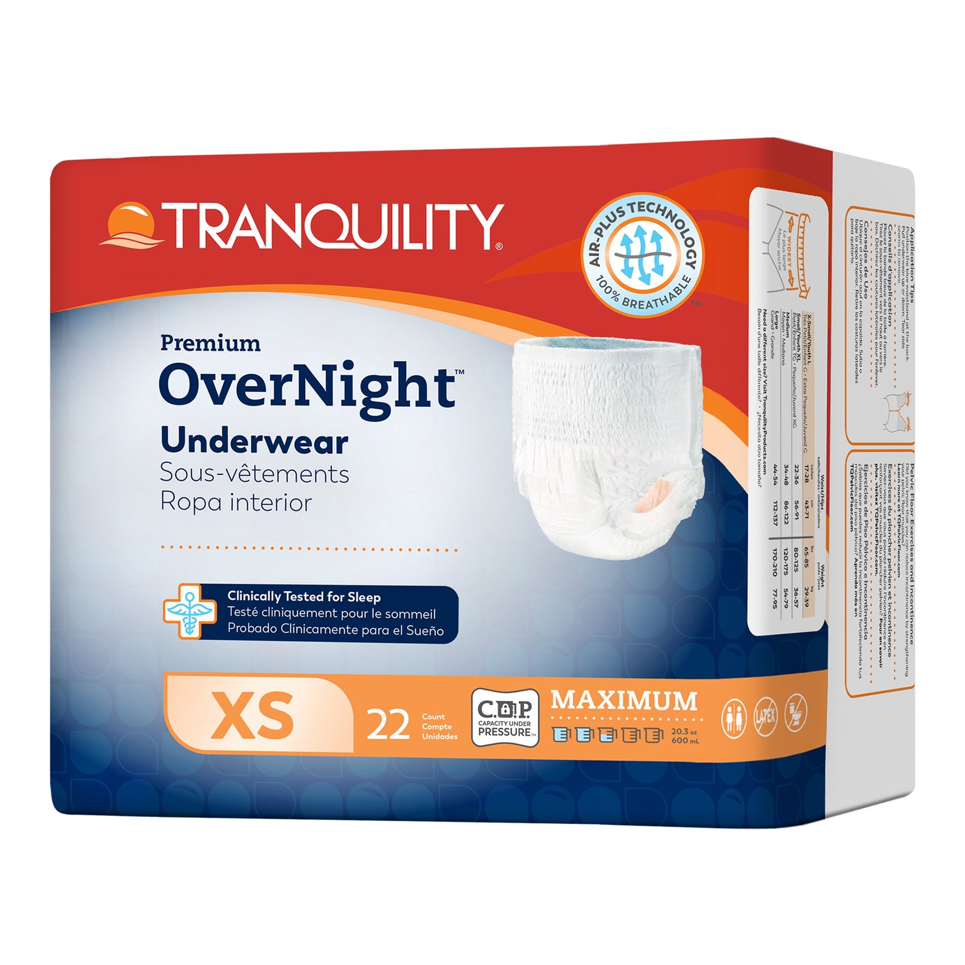 Box of Tranquility Premium Overnight Underwear on a white background
