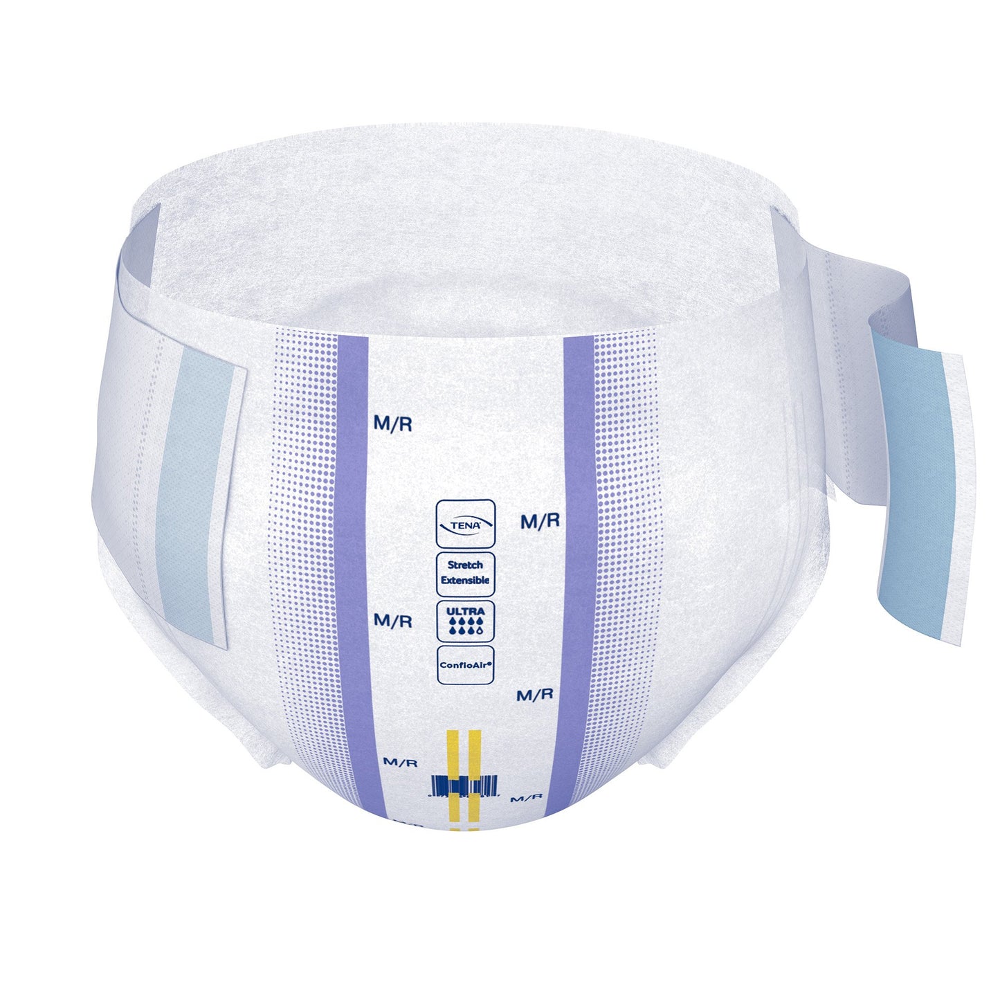 White medical device with blue accents on a white background