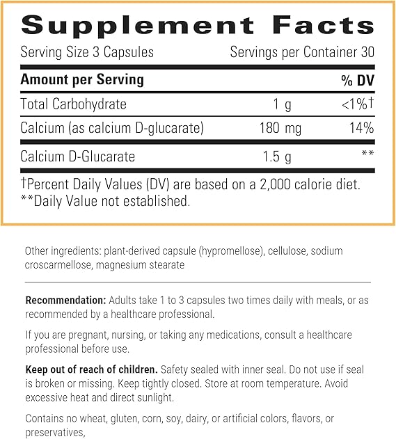 A list of supplement facts.  